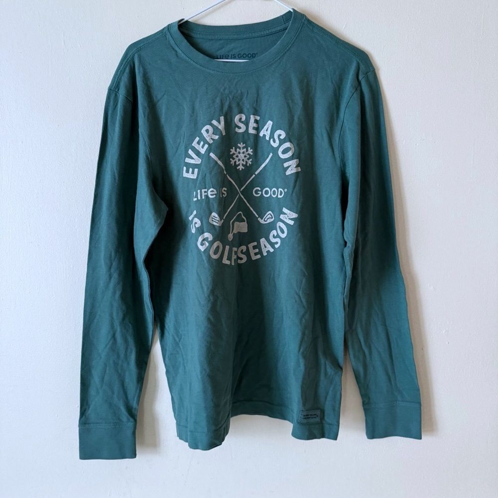 Life is Good Crusher Long Sleeve T Shirt Mens SZ S Every Season Is Golf Season